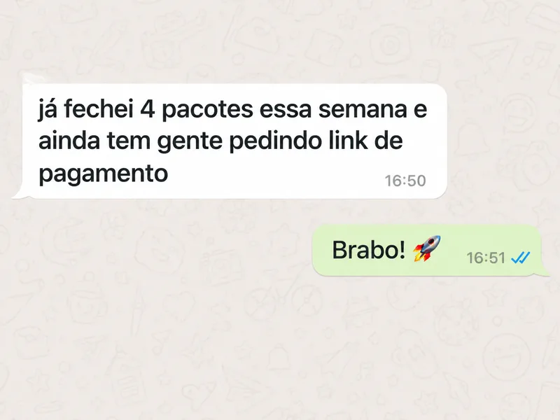 print de conversa - quatro pacotes fechados na semana
