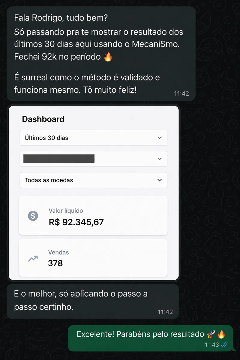 print de painel - 92 mil reais em 30 dias